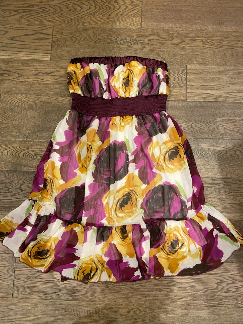 Twenty One Floral Chiffon Strapless Dress Size M
