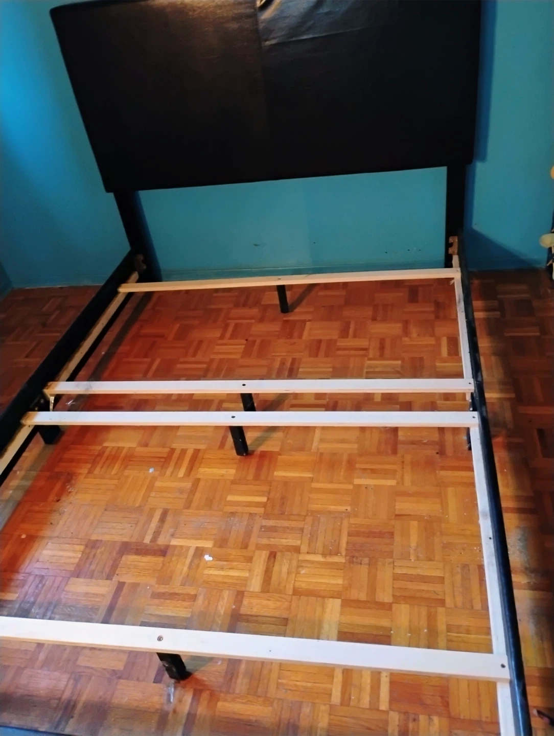 Black upholstered bed frame with headboard - photo 2