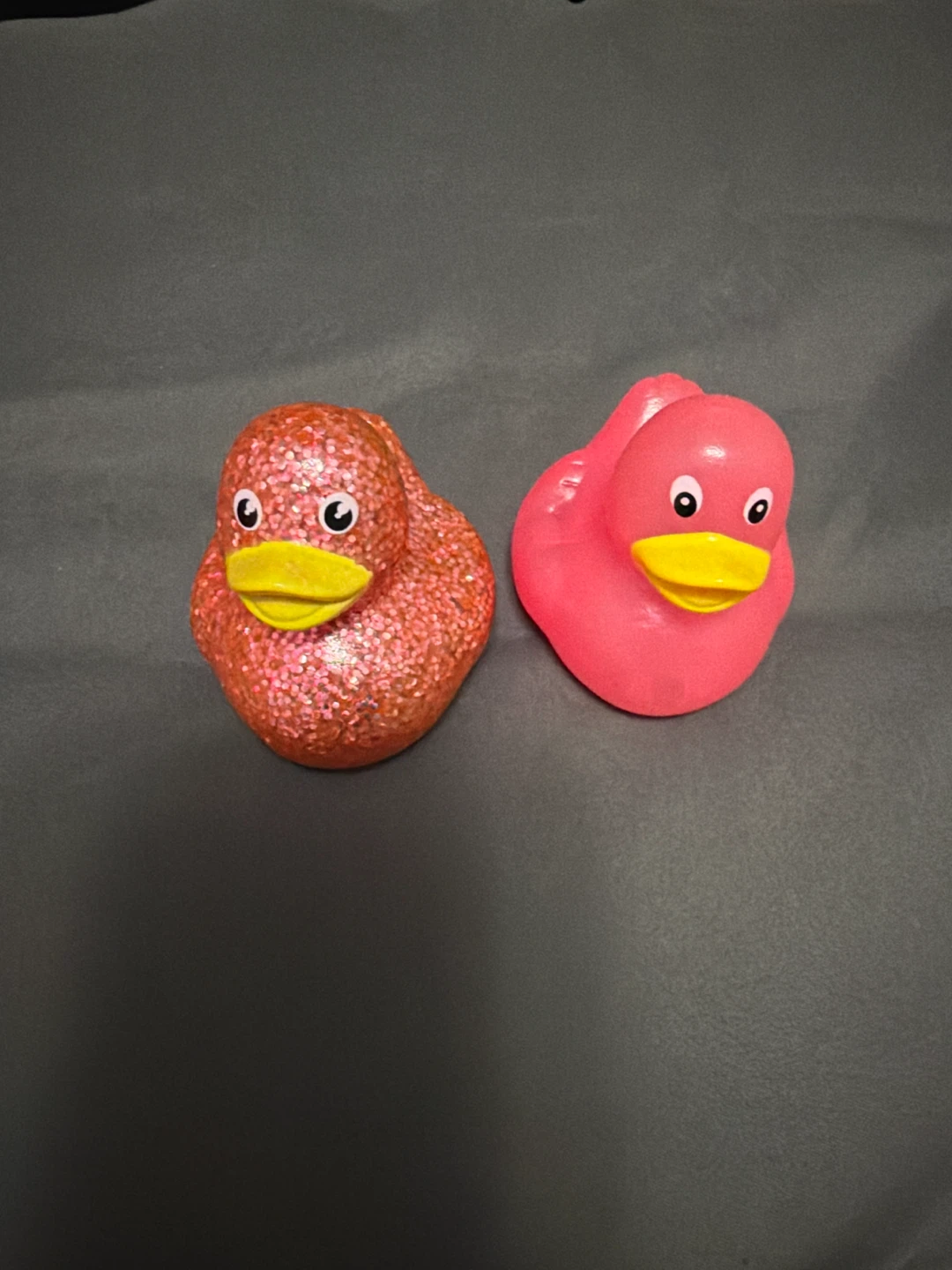 2 Rubber Ducks - Glitter Orange and Pink