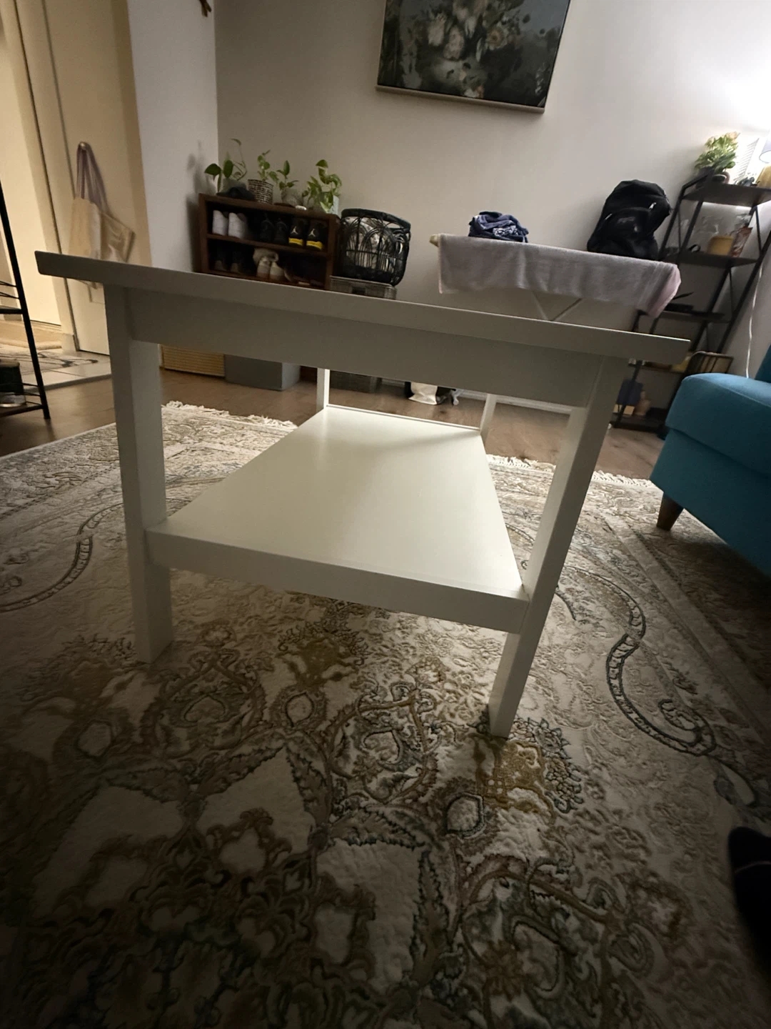 IKEA White Coffee Table with Storage Shelf