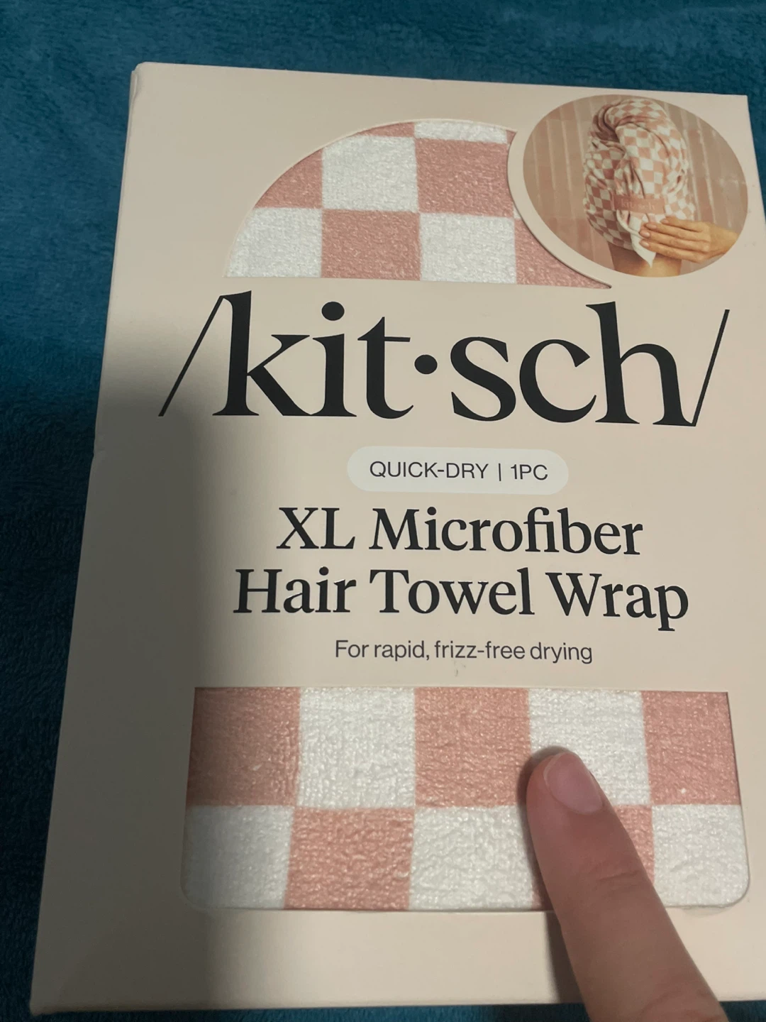 Kitsch XL Microfiber Hair Towel Wrap - Pink Checkered - photo 3