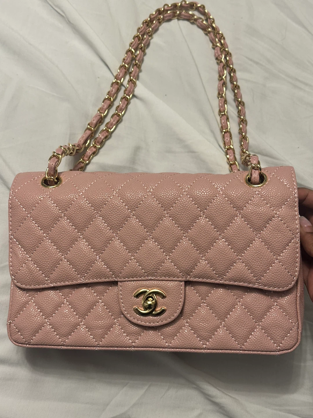 Pink Quilted Shoulder Bag