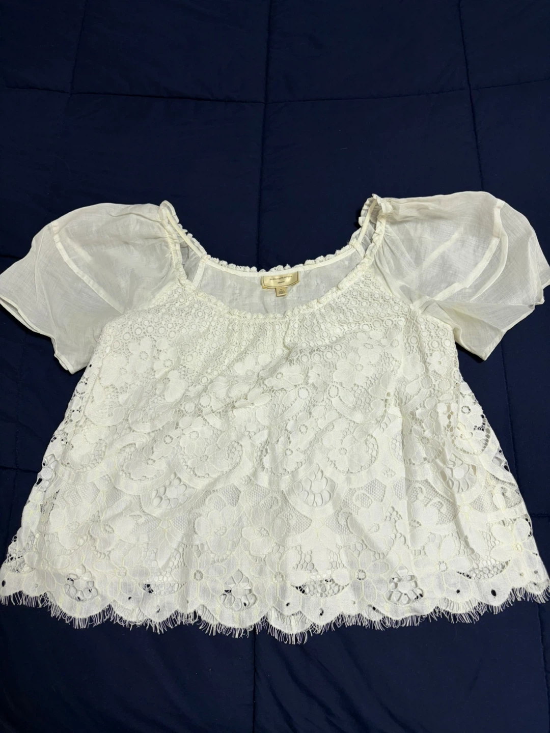 Moulunette Soeurs White Lace Top - Size M