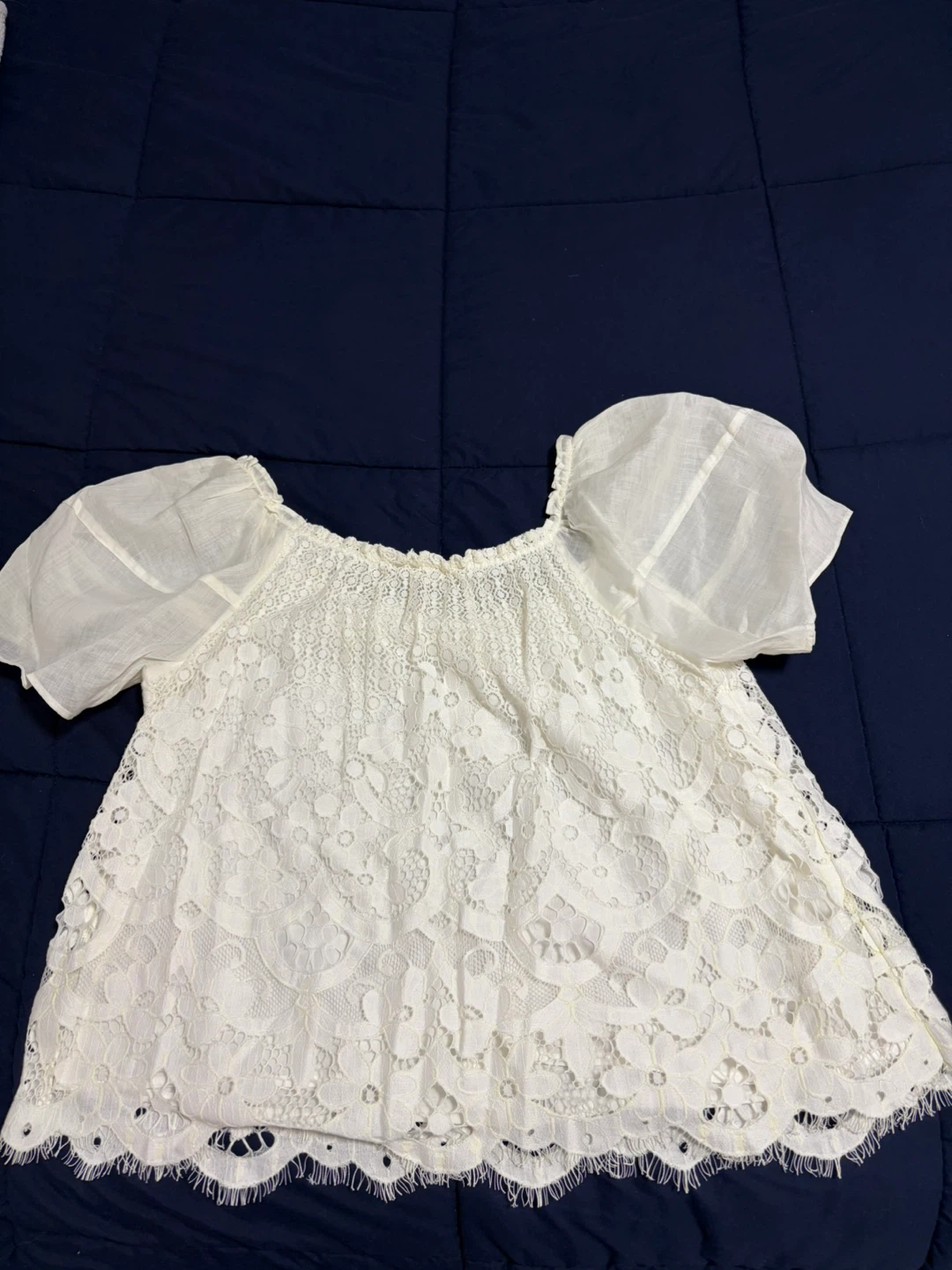 Moulunette Soeurs White Lace Top - Size M - photo 2