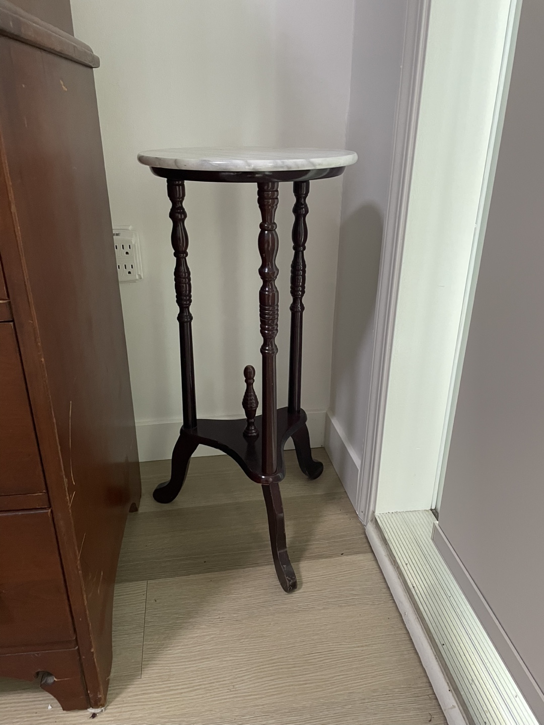Vintage Marble & Wood Side Table - photo 5