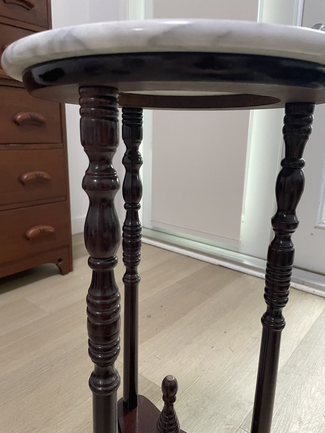 Vintage Marble & Wood Side Table - photo 2