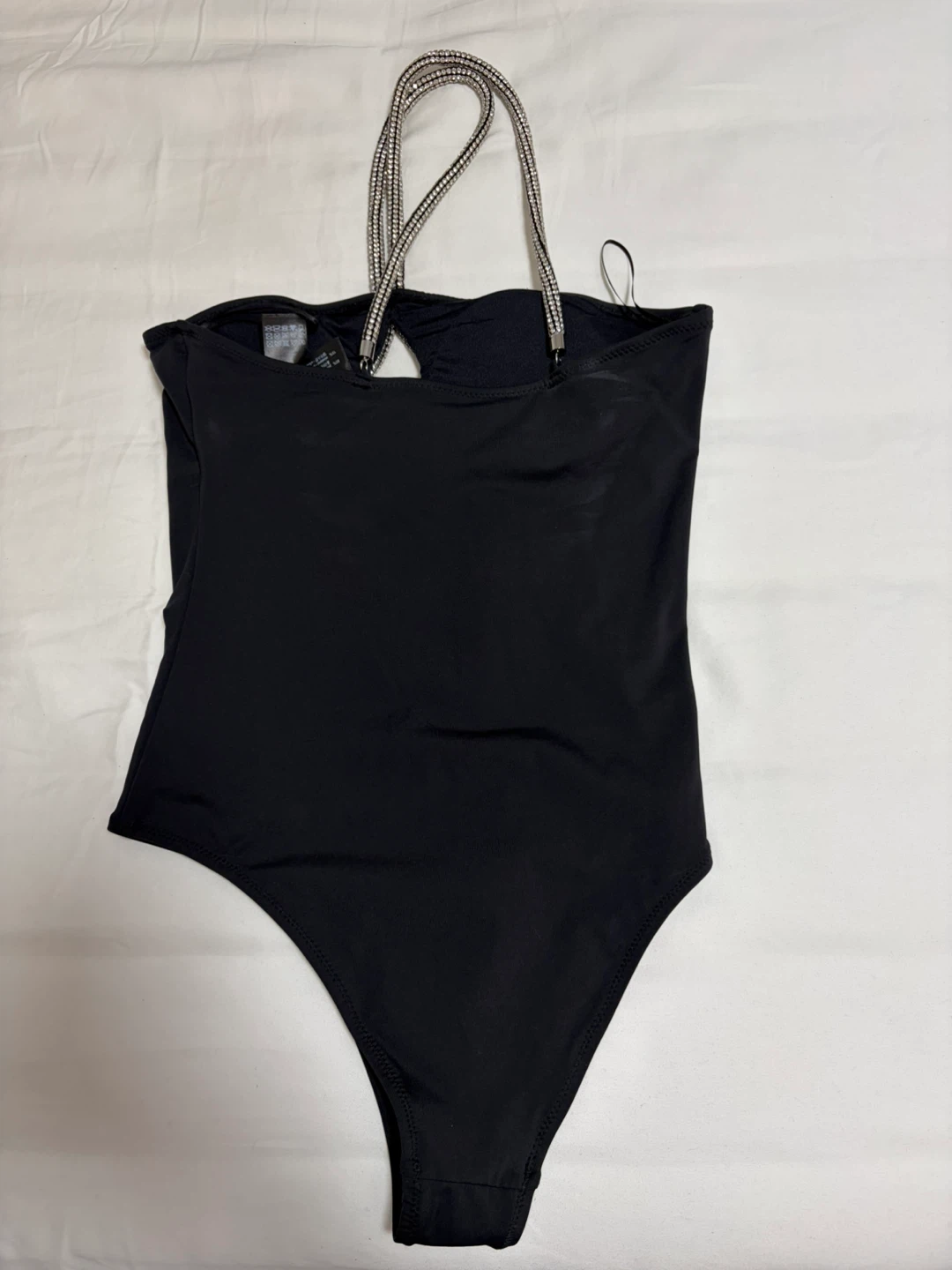 ZARA Black One-Piece Swimsuit with Rhinestone Straps - photo 2