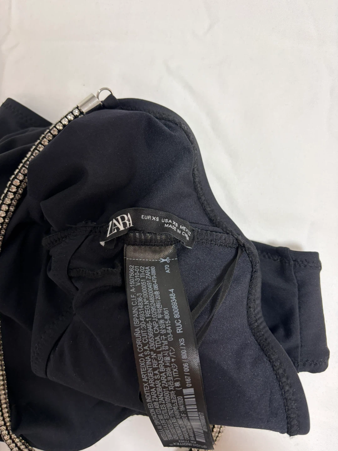 ZARA Black One-Piece Swimsuit with Rhinestone Straps - photo 3