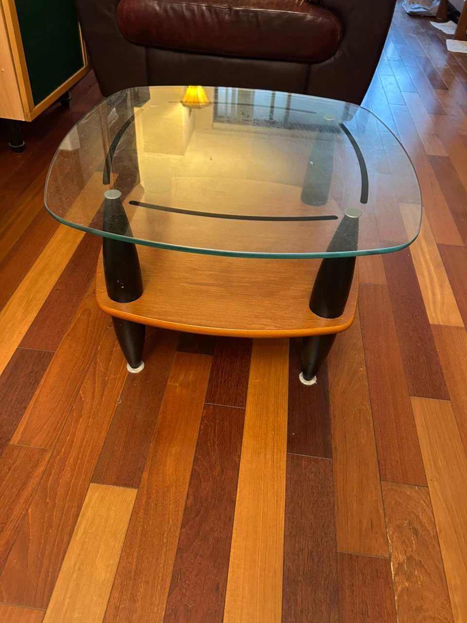 Glass and Wood Side Table