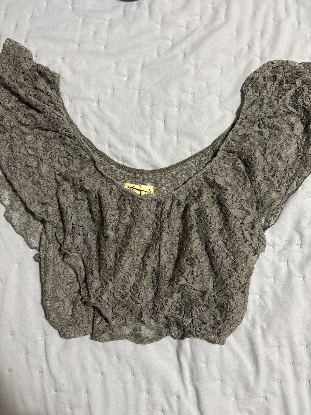 Hollister grey lace crop top size S - photo 2