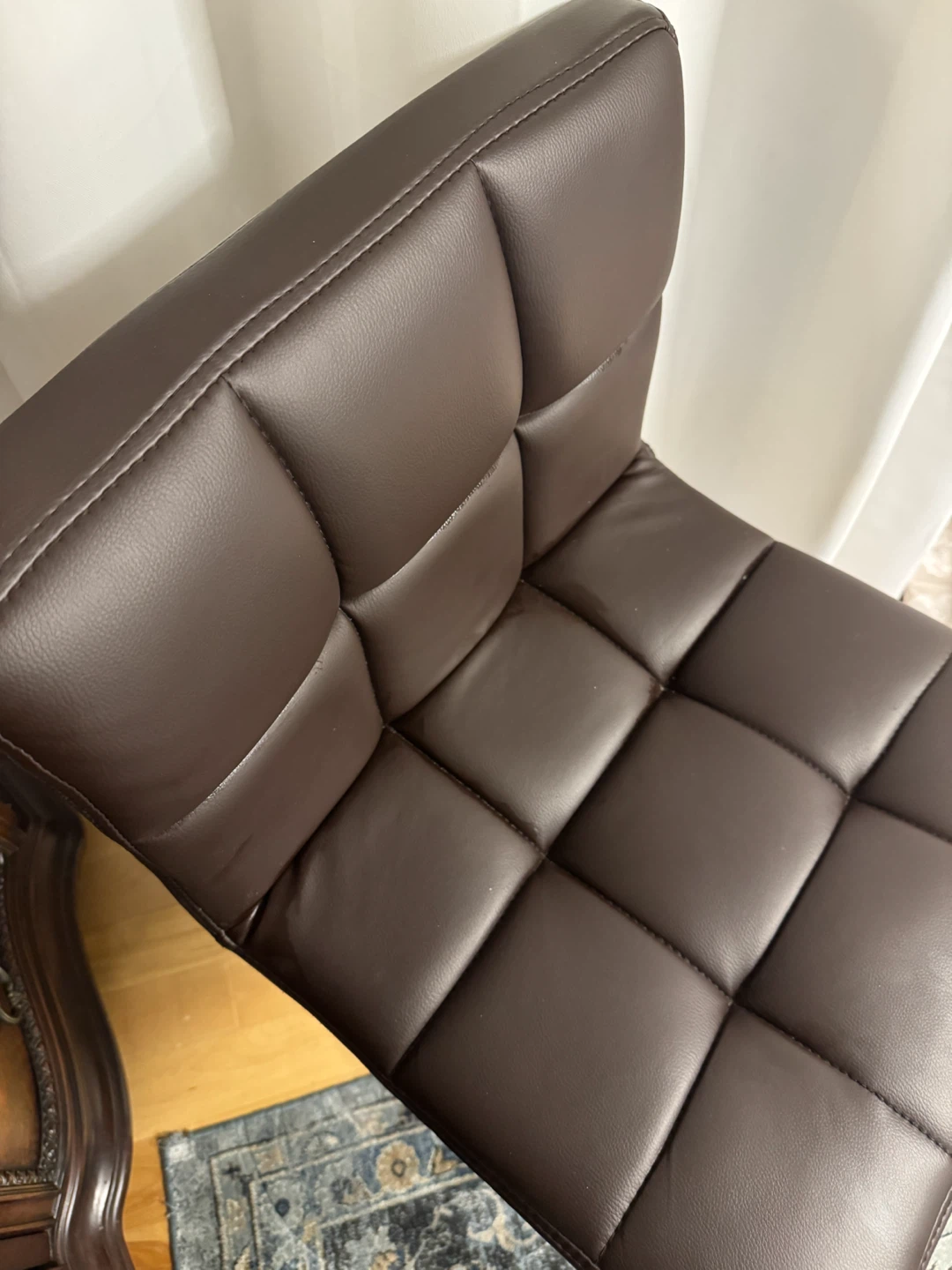 Brown faux leather swivel bar stool - photo 2