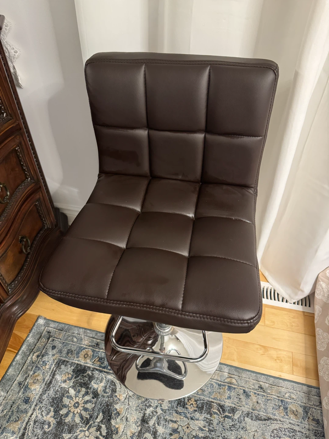 Brown faux leather swivel bar stool - photo 3