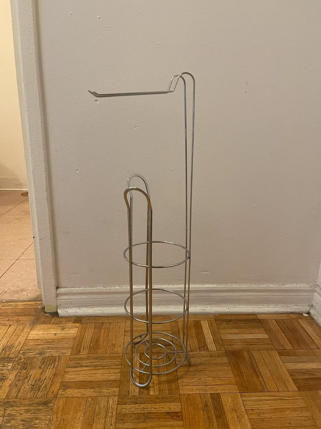 Silver Metal Toilet Paper Holder Stand