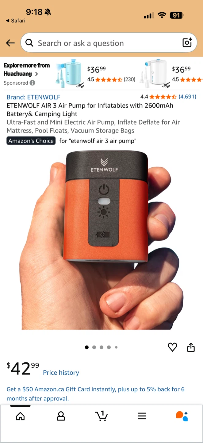 ETENWOLF AIR 3 Mini Electric Air Pump
