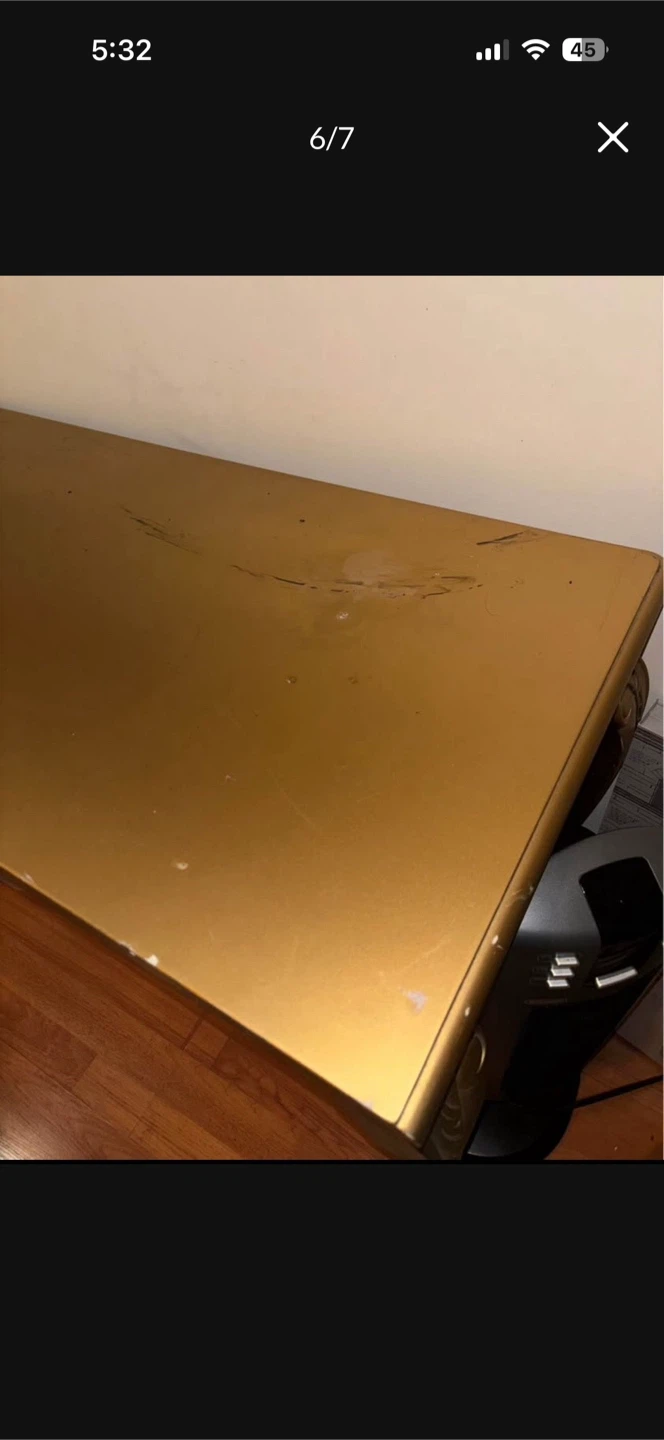Gold Vanity Table with Ornate Mirror - photo 5