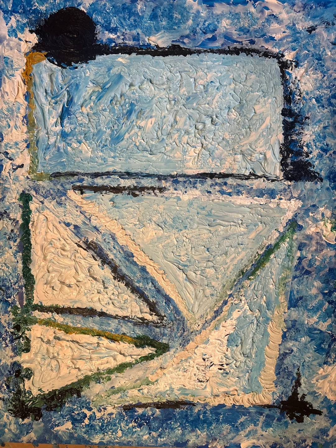 Abstract textured blue wall art set OIL PAINTING - photo 3