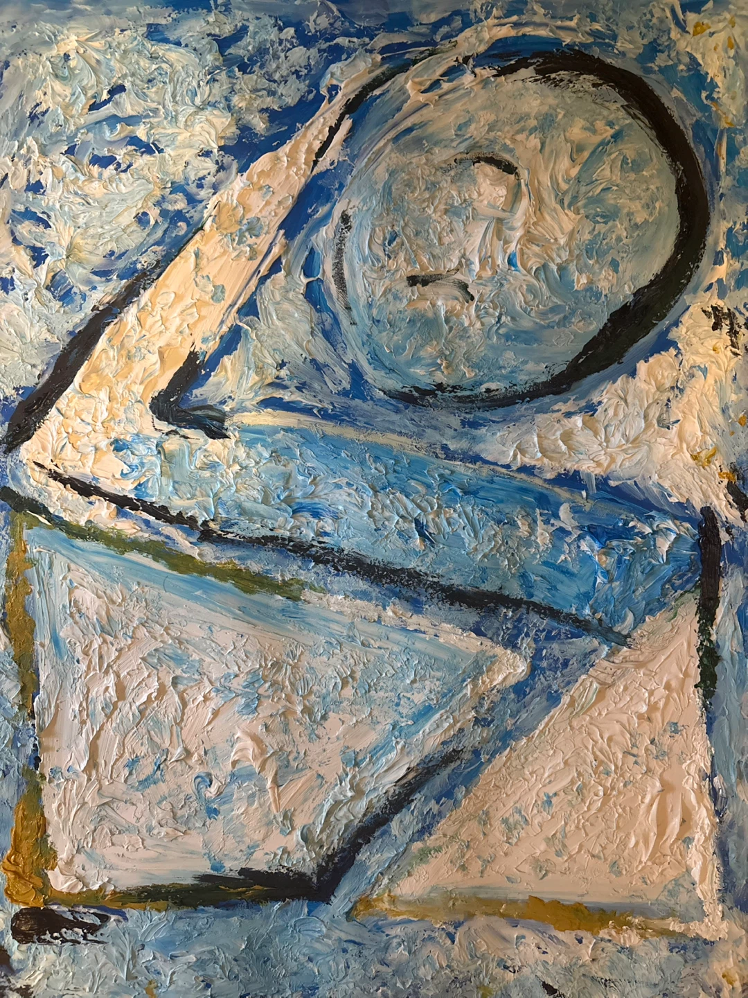 Abstract textured blue wall art set OIL PAINTING - photo 4