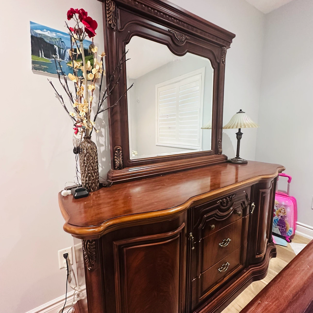 Italian solid Wood Dresser with Mirror