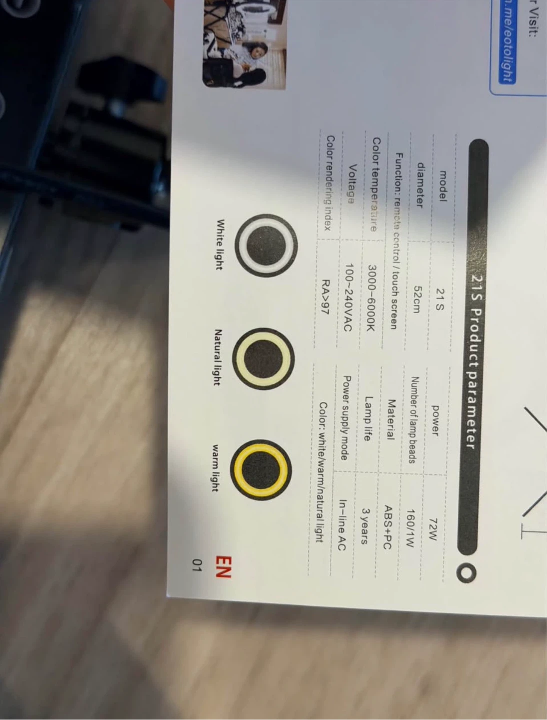 EOTO LIGHT 21S Ring Light - photo 2