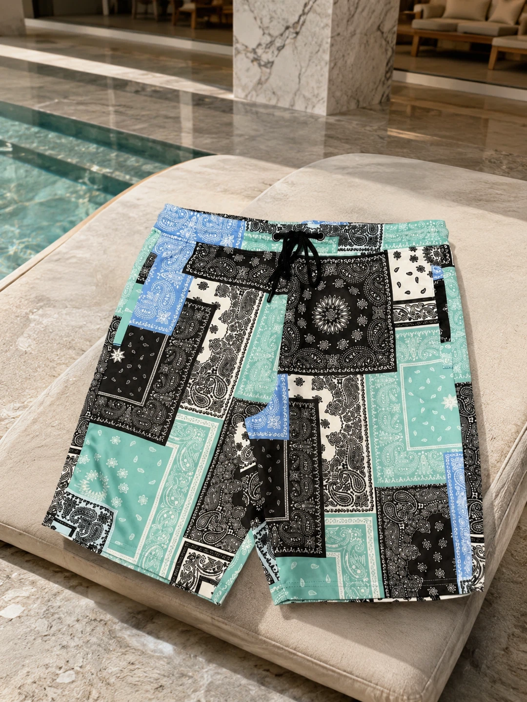 NEW Bel-Air Men’s M Turquoise Bandana Swim Shorts - photo 4