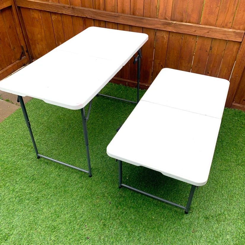 2 Adjustable Folding Tables Portable Utility Event Tables Tools
