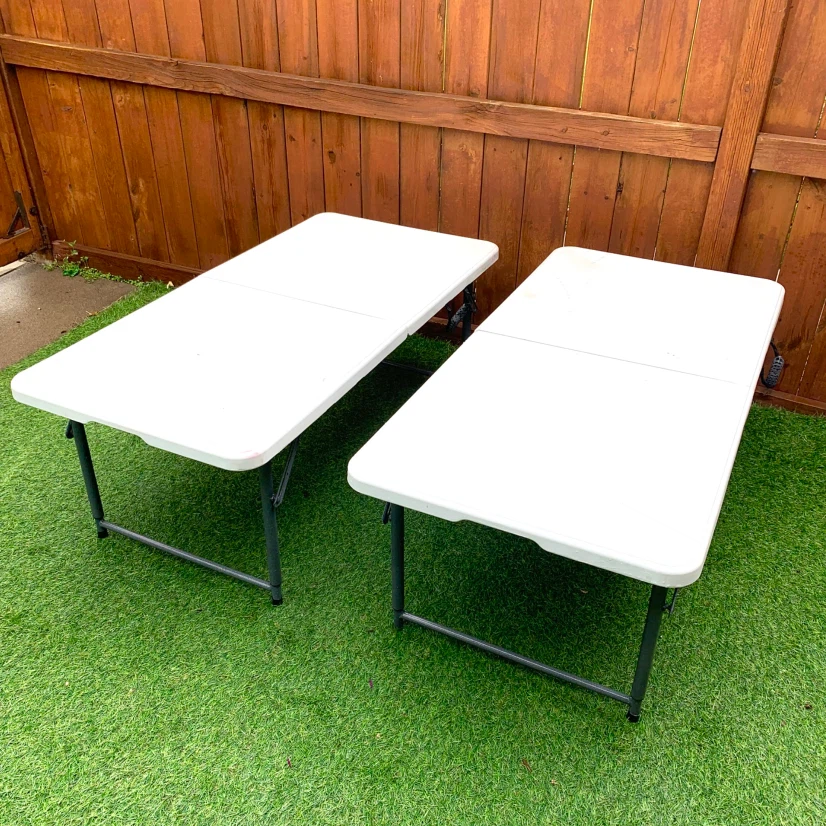 2 Adjustable Folding Tables Portable Utility Event Tables Tools - photo 2