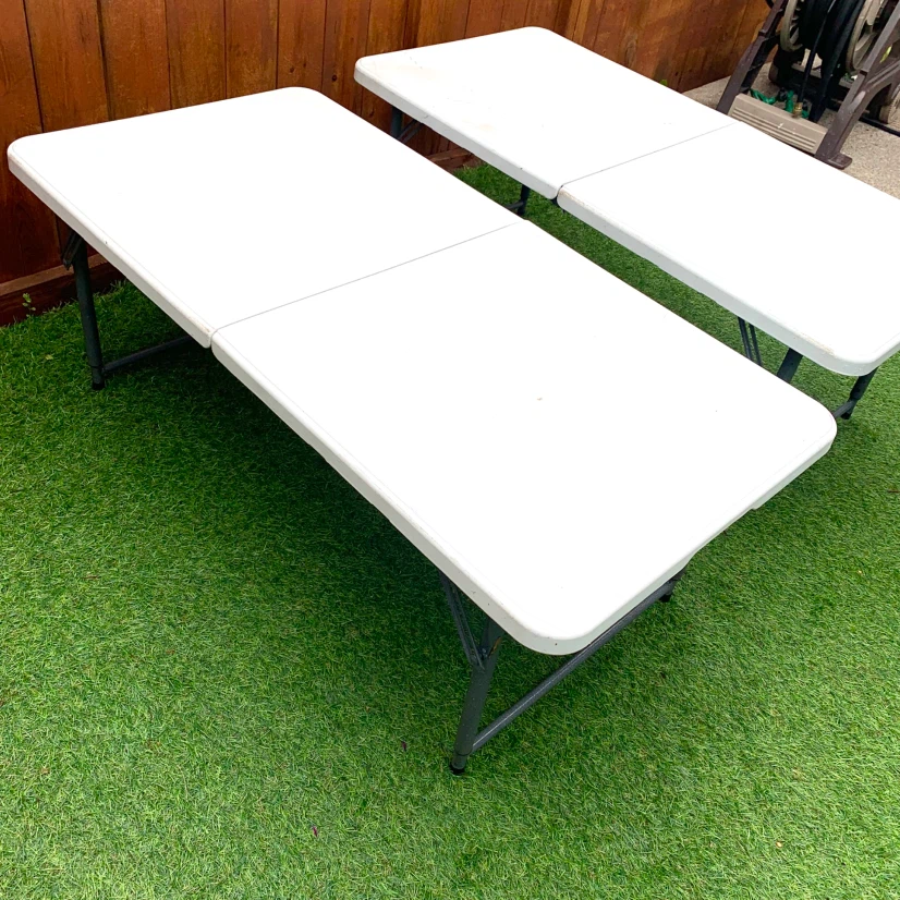 2 Adjustable Folding Tables Portable Utility Event Tables Tools - photo 3