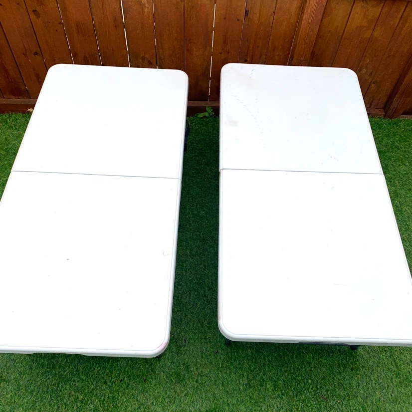 2 Adjustable Folding Tables Portable Utility Event Tables Tools - photo 4