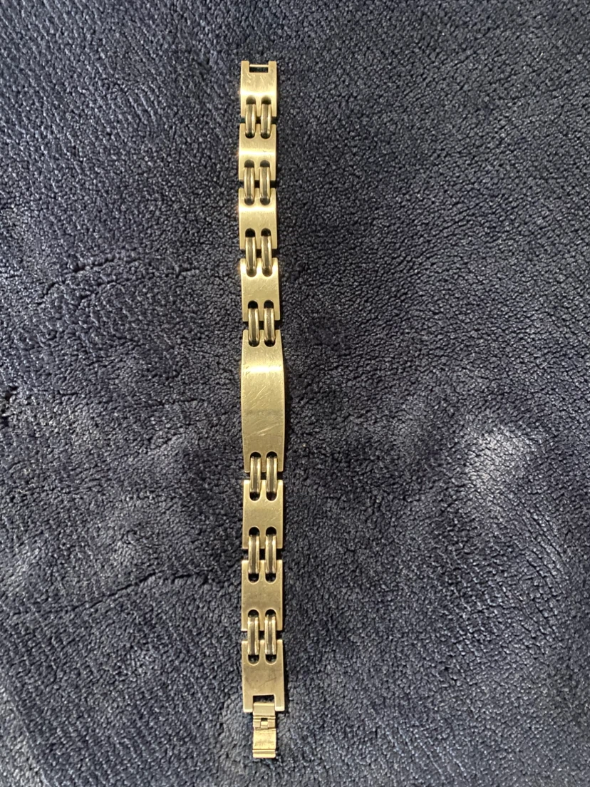 Men's Stainless Steel Link Bracelet • Black Lined *** - photo 2