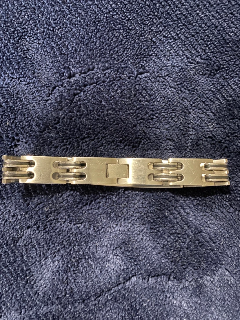 Men's Stainless Steel Link Bracelet • Black Lined *** - photo 4