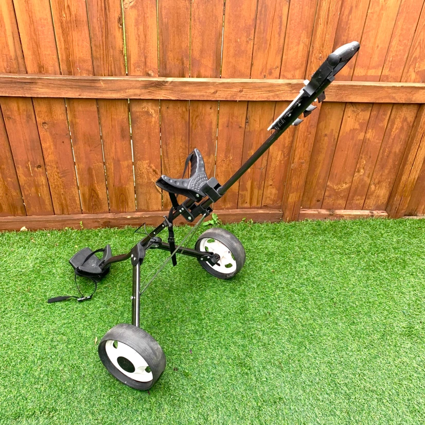 Golf Push Cart 3 Wheel Folding Golf Bag Trolley Pull Cart Black