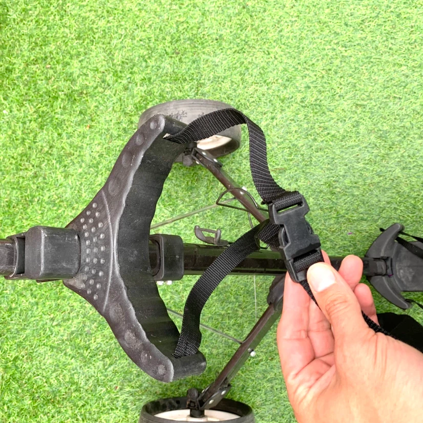 Golf Push Cart 3 Wheel Folding Golf Bag Trolley Pull Cart Black - photo 5
