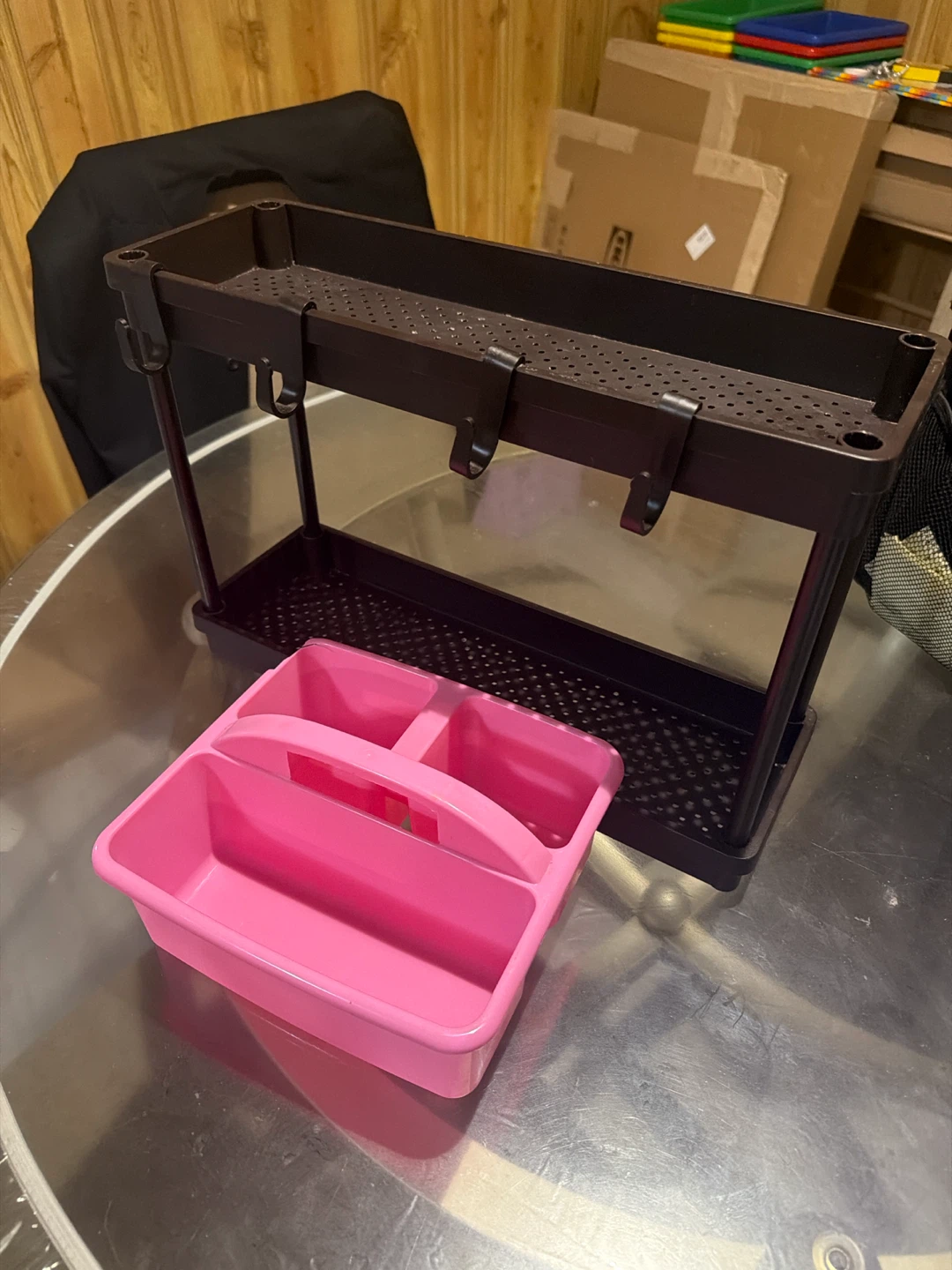 2-Tier Organizer Shelf with Pink Caddy
