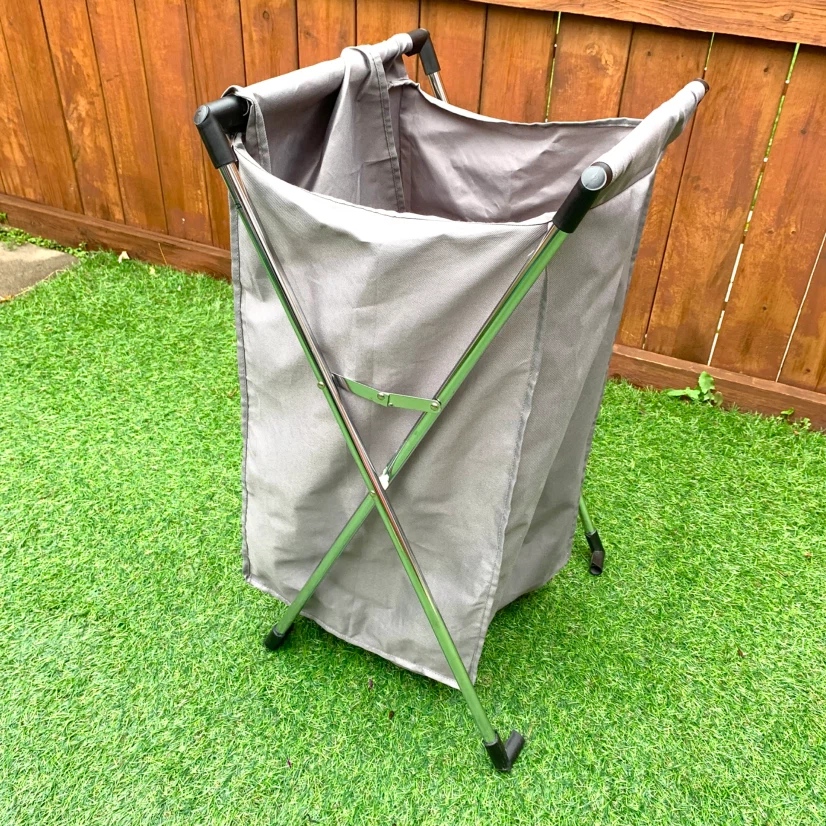 Collapsible Laundry Hamper Grey Clothes Basket Folding Storage