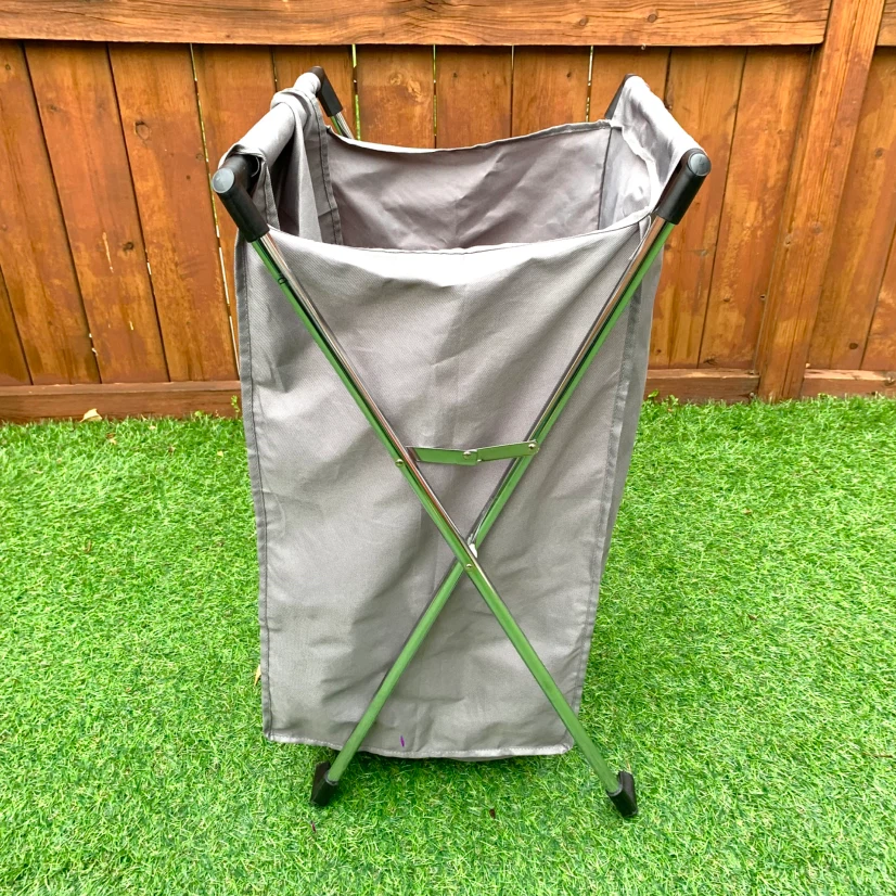 Collapsible Laundry Hamper Grey Clothes Basket Folding Storage - photo 2