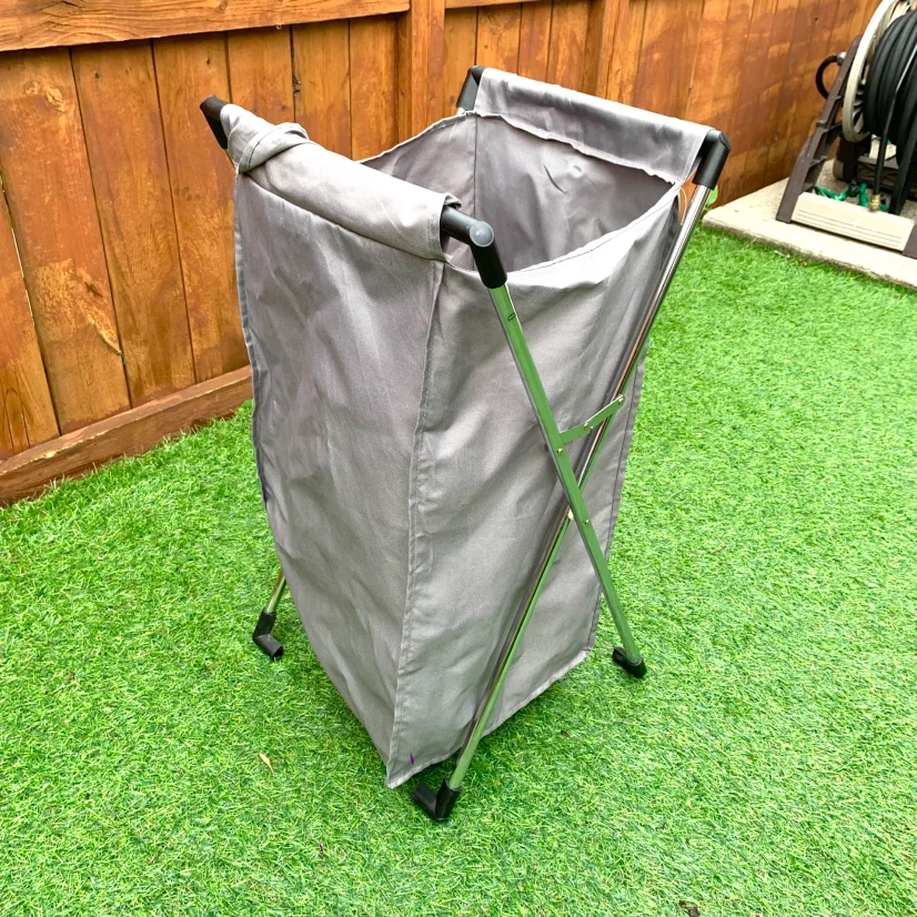 Collapsible Laundry Hamper Grey Clothes Basket Folding Storage - photo 5