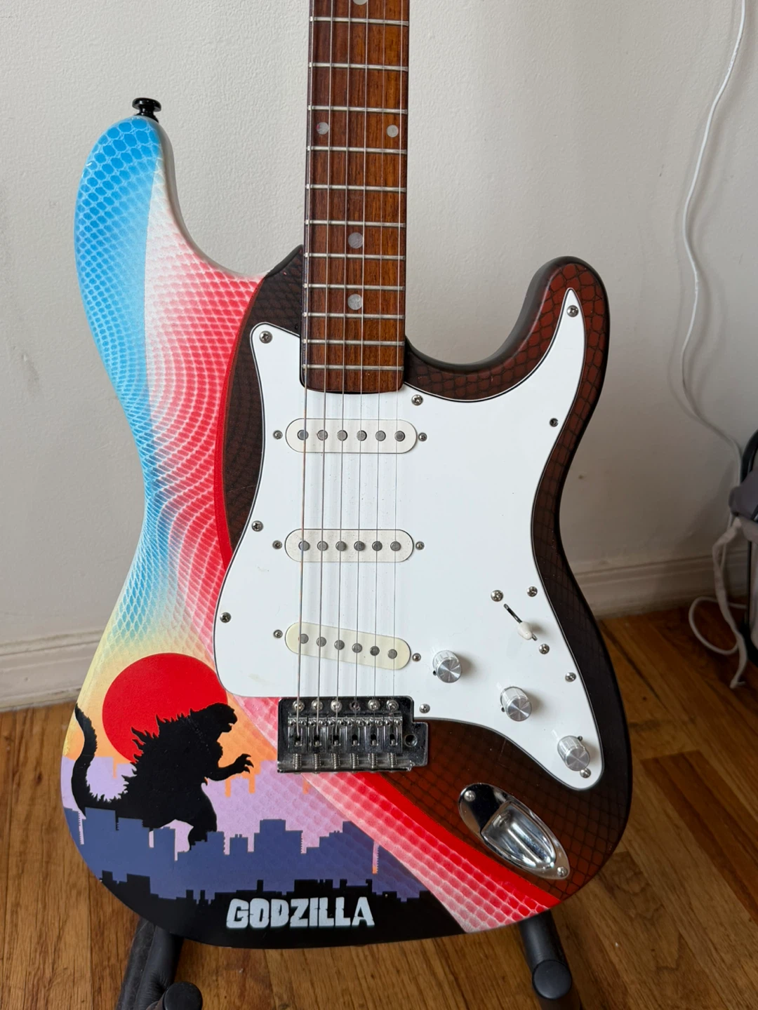 Electric Guitar Godzilla Custom Design + Gig Bag & Strap - photo 5