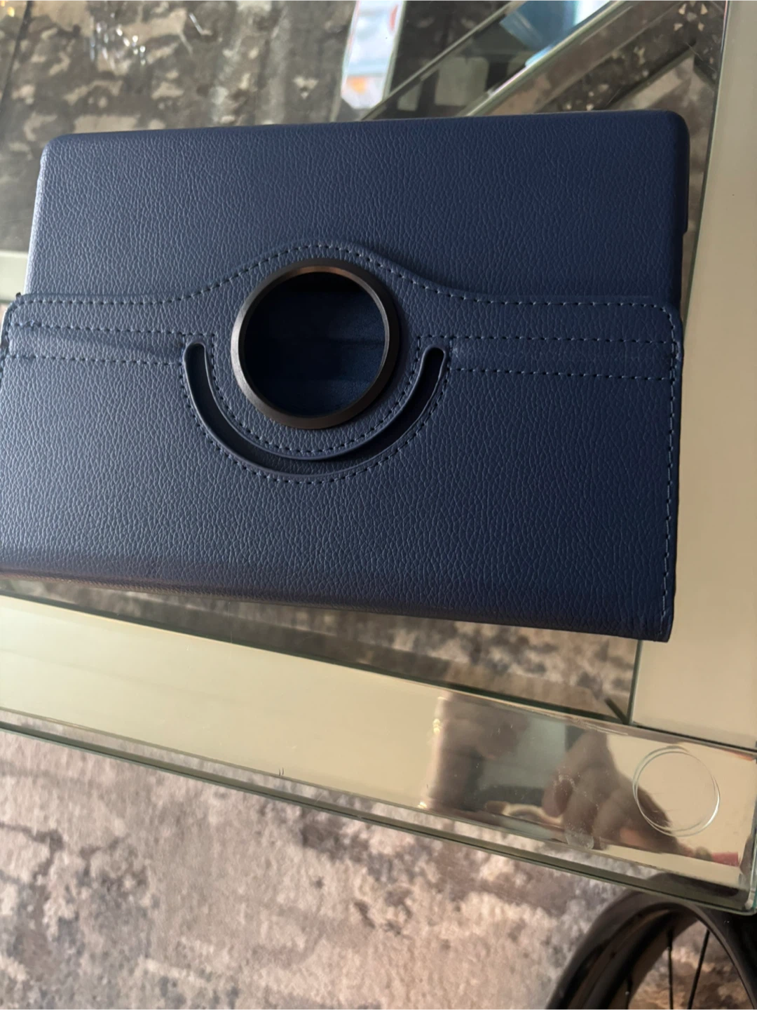 Blue Faux Leather Tablet Case with Stand