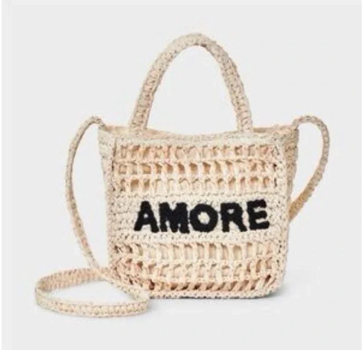Straw Tote Bag "AMORE"