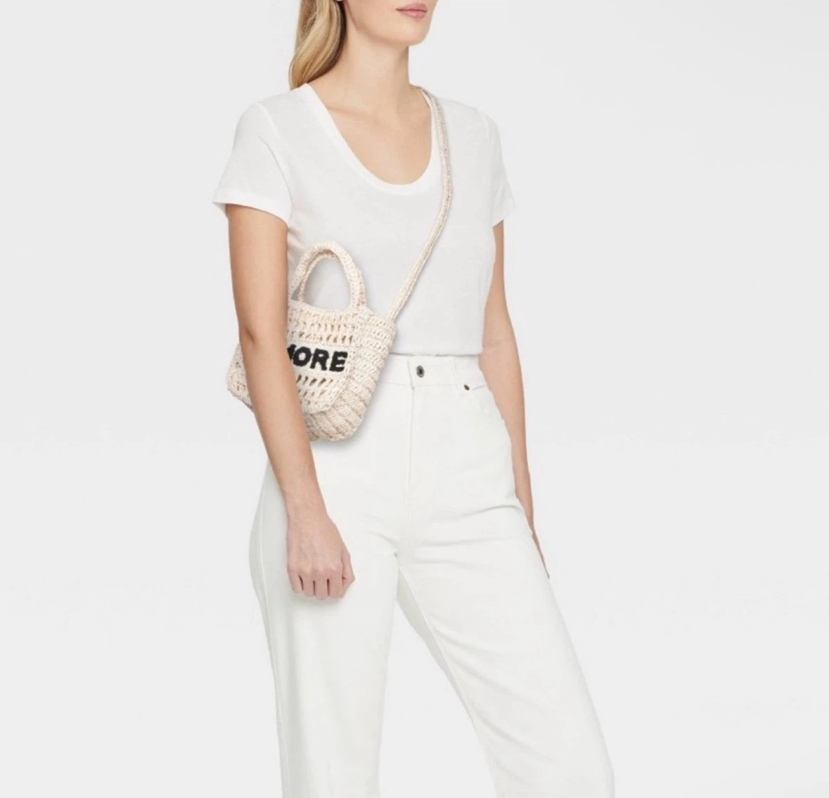 Straw Tote Bag "AMORE" - photo 3