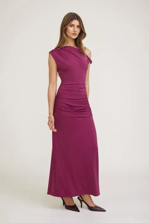 Dynamite Sculpt Draped Off Shoulder Dress
