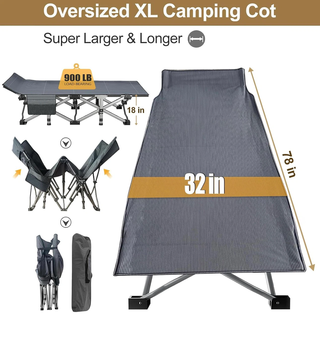 Oversized XL Camping Cot Bed - photo 5