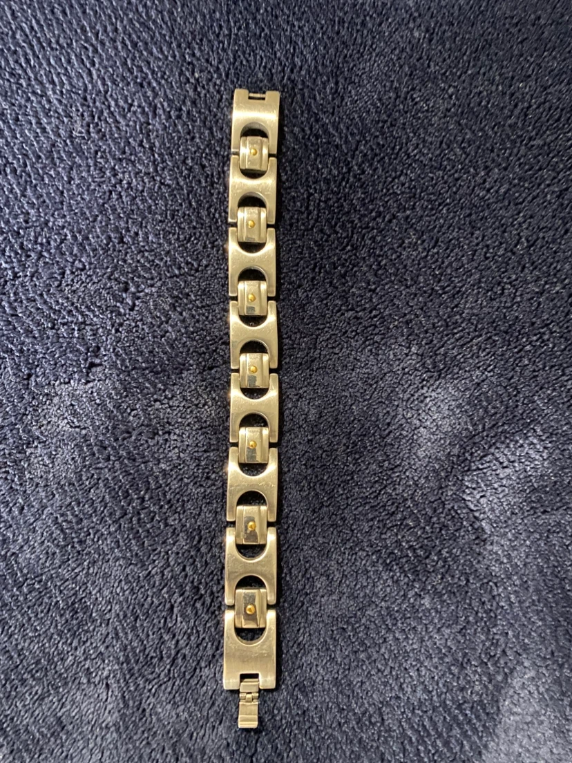 Men's Stainless Steel Link Bracelet • Golden Dotted *** - photo 2
