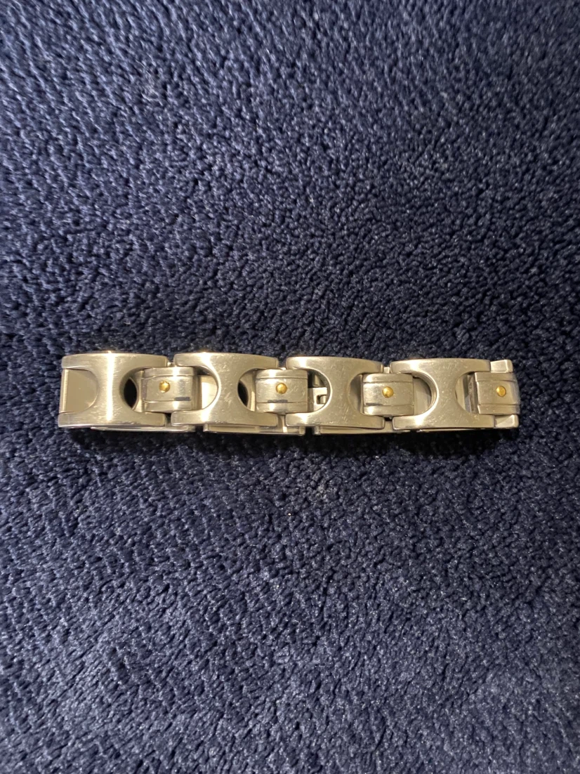 Men's Stainless Steel Link Bracelet • Golden Dotted *** - photo 3