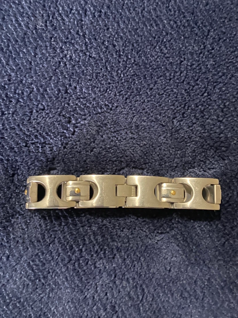 Men's Stainless Steel Link Bracelet • Golden Dotted *** - photo 4