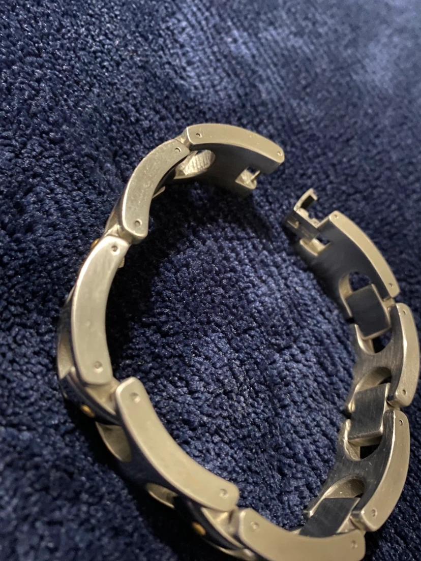 Men's Stainless Steel Link Bracelet • Golden Dotted *** - photo 5