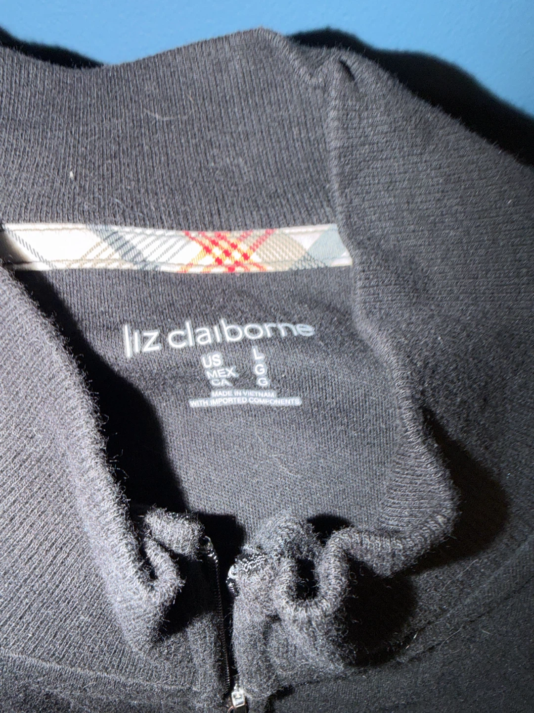 Liz Claiborne Black Zip Up Short Sleeve Top Large - photo 3
