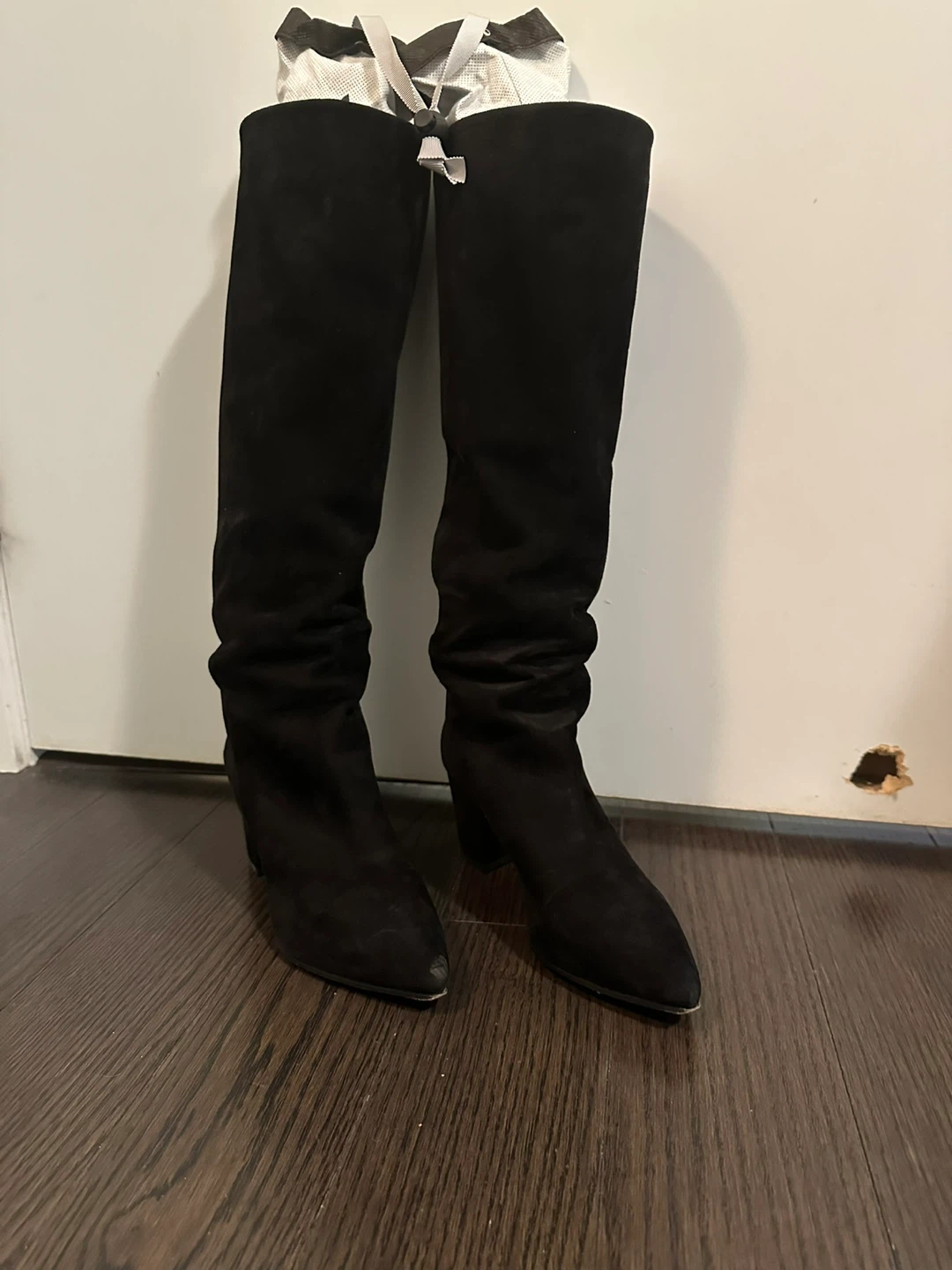 Prada Black Suede Knee-High Boots