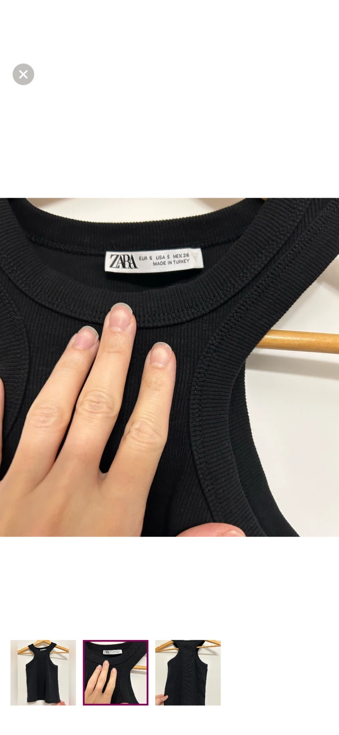 Black Zara Ribbed Cropped Top Tank with unique scoop neck - photo 2