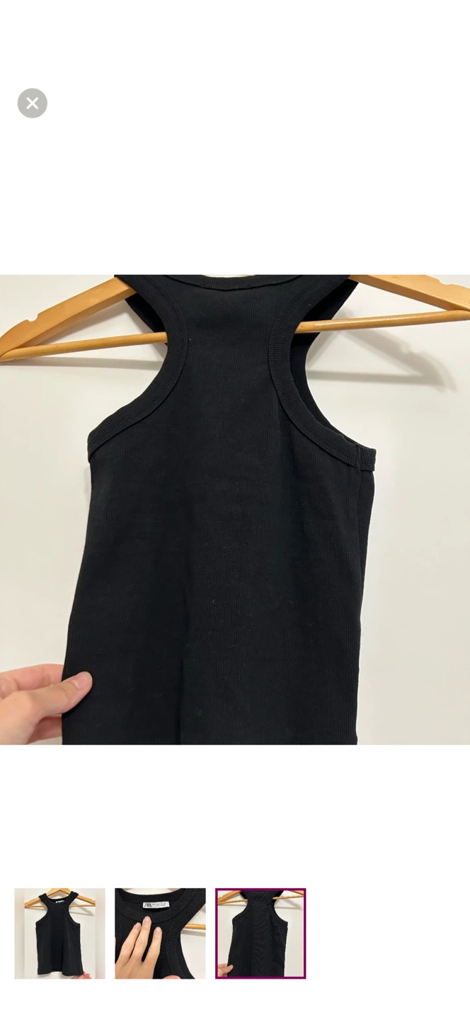 Black Zara Ribbed Cropped Top Tank with unique scoop neck - photo 3